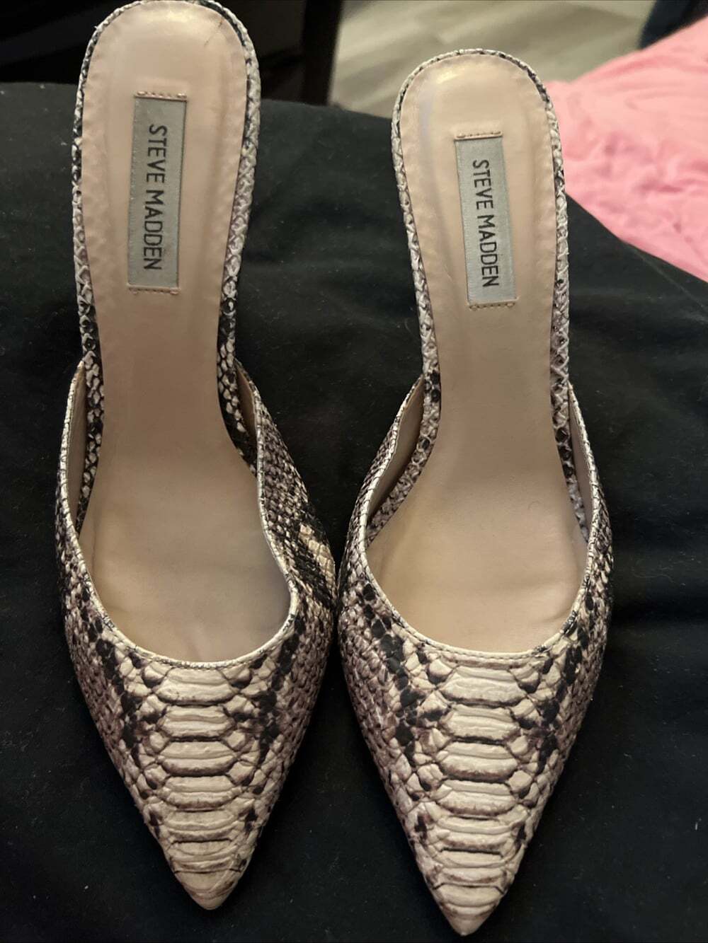 Steve Madden Elyse Mule Heels Women's 8.5M Snake Print Shoes Pointed Toe